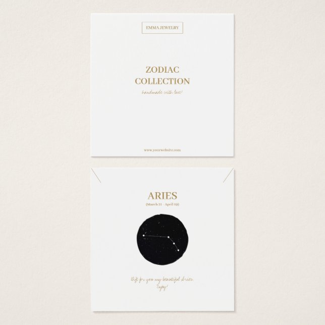Zodiac Sign Aries Jewellery Display Card (Front & Back)