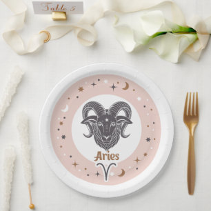 Zodiac Sign Aries Paper Plate