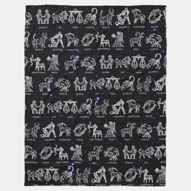 Zodiac Sign Blanket(Black) Fleece Blanket (Front)