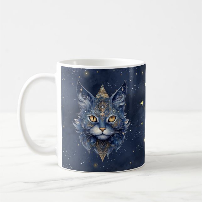 Zodiac Sign Cancer & Celestial Cat Mug (Left)