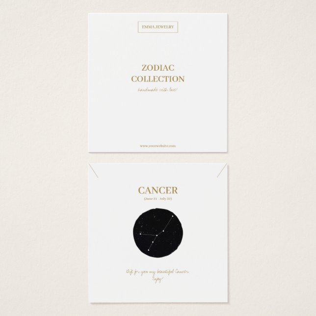 Zodiac Sign Cancer Jewellery Display Card (Front & Back)
