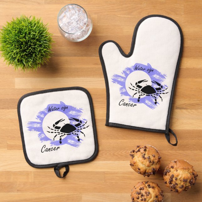 Zodiac sign - Cancer Oven Mitt & Pot Holder Set (Top Down)