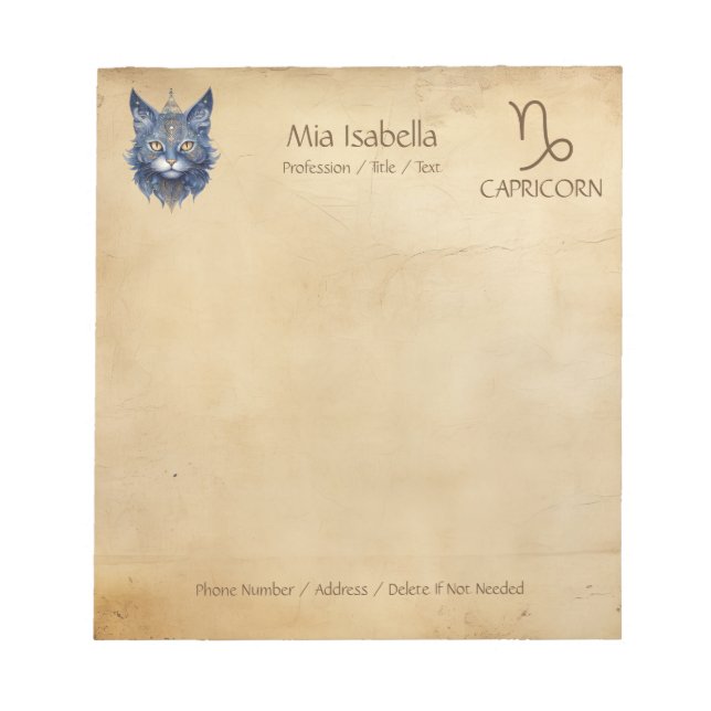 Zodiac Sign Capricorn & Celestial Cat - Notepad (Front)