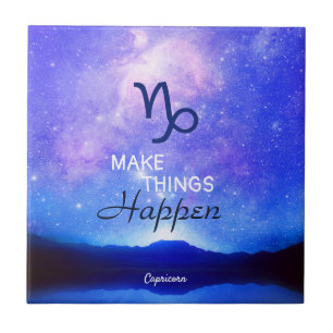 Zodiac Sign Capricorn Dreamy Star Sky Quote  Tile