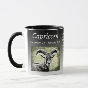 Zodiac Sign Capricorn Goat Symbol and Details Mug