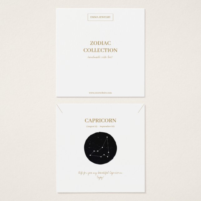 Zodiac Sign Capricorn Jewellery Display Card (Front & Back)