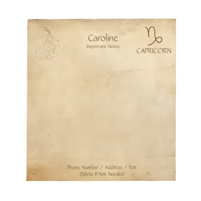 Zodiac Sign Capricorn - Personalizable Notepad  (Front)