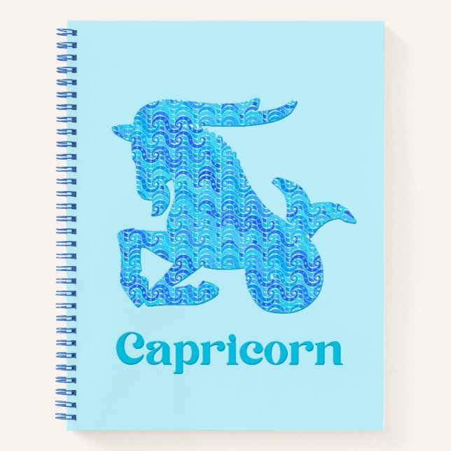 Zodiac Sign for Capricorn in Turquoise and Blue  Notebook (Front)