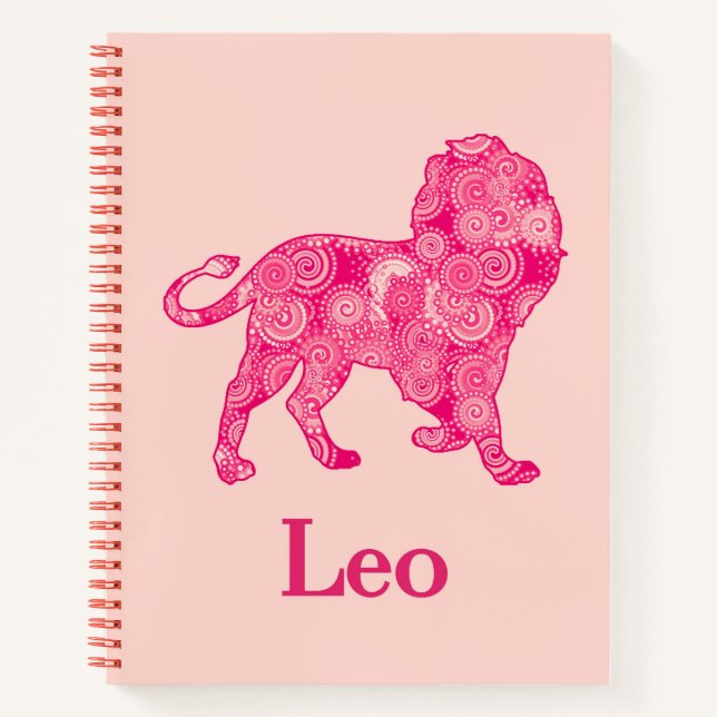 Zodiac Sign for Leo in a Red Fractal Journal (Front)