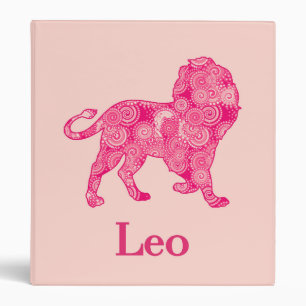 Zodiac Sign for Leo in a Red Fractal Pattern Binder