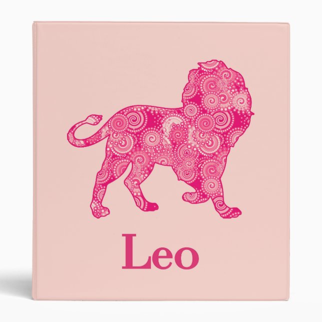 Zodiac Sign for Leo in a Red Fractal Pattern  Binder (Front)