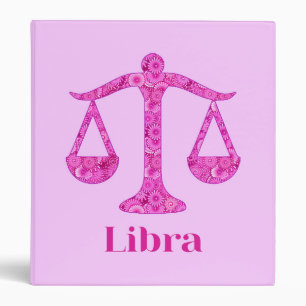 Zodiac Sign for Libra in Magenta and Pink Binder
