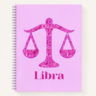 Zodiac Sign for Libra in Magenta and Pink Notebook