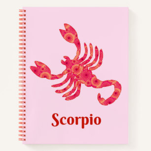 Zodiac Sign for Scorpio in Red and Coral Journal 