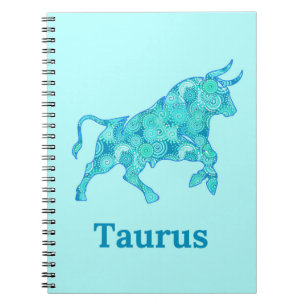 Zodiac Sign for Taurus in Shades of Blue Notebook