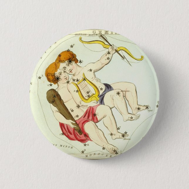 Zodiac Sign: Gemini 2 Inch Round Button (Front)