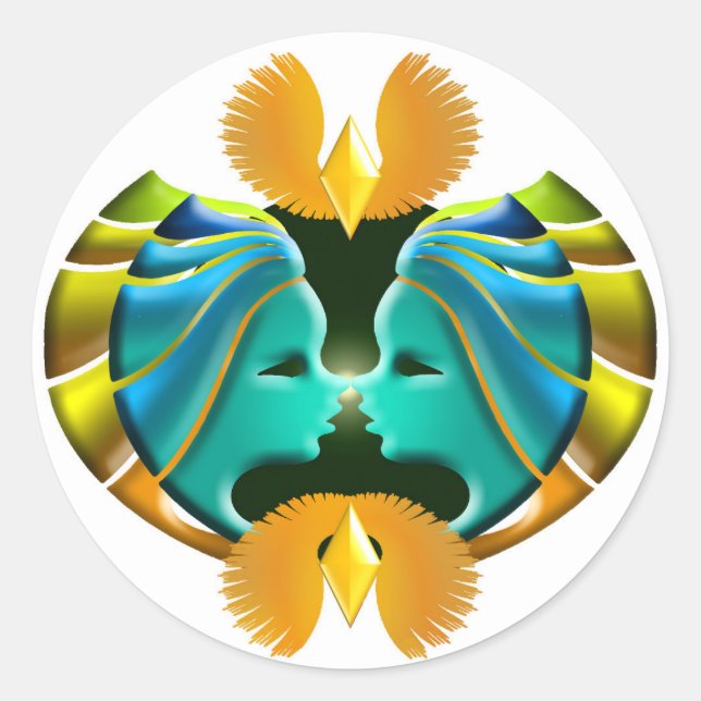 Zodiac Sign Gemini Design Classic Round Sticker (Front)