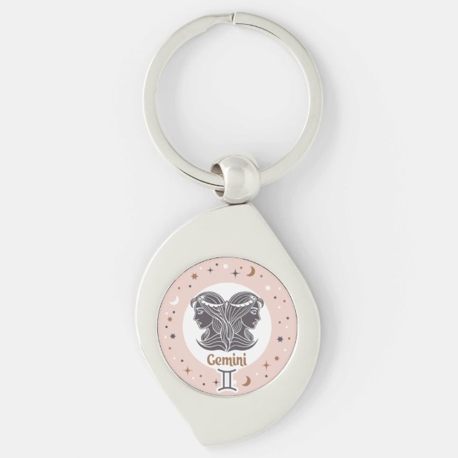 Zodiac Sign Gemini Keychain (Front)