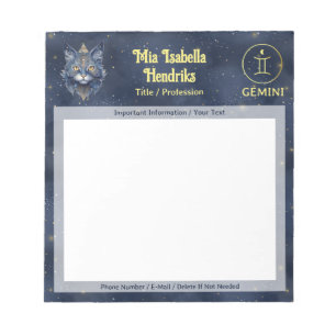 Zodiac Sign Gemini & Mystical Cat - Notepad