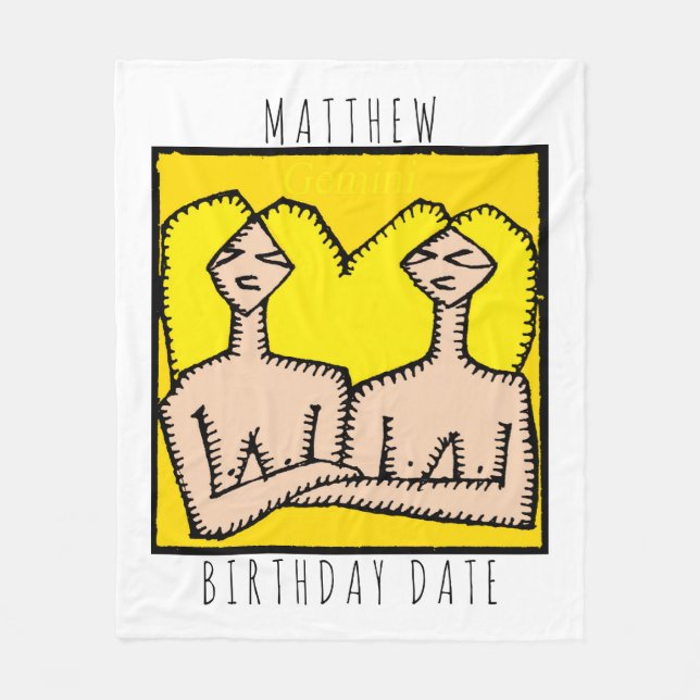 Zodiac Sign Gemini Personalized Birthday Blanket (Front)
