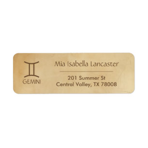 Zodiac Sign Gemini - Return Address Labels