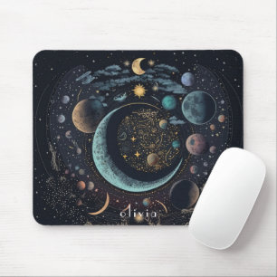 zodiac sign gold and black  mouse pad