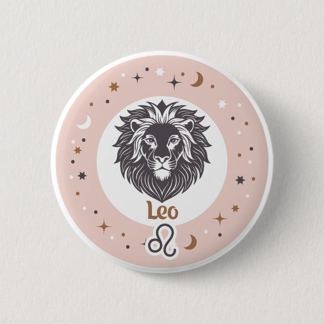 Zodiac Sign Leo 2 Inch Round Button (Front)