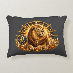 Zodiac Sign Leo 2in1 Grey and White Accent Pillow
