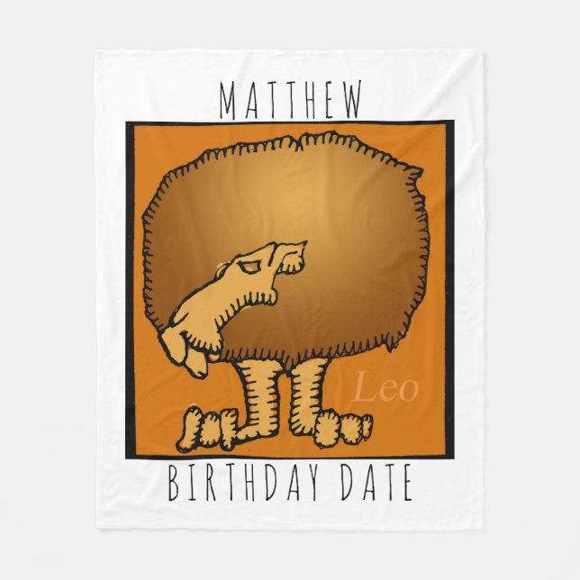 Zodiac Sign Leo Personalized Birthday Blanket (Front)