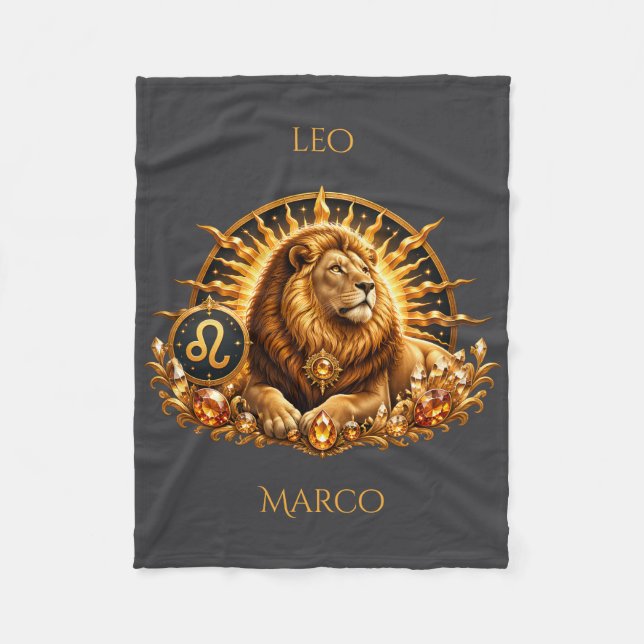 Zodiac Sign Leo Personalized Fleece Blanket (Front)