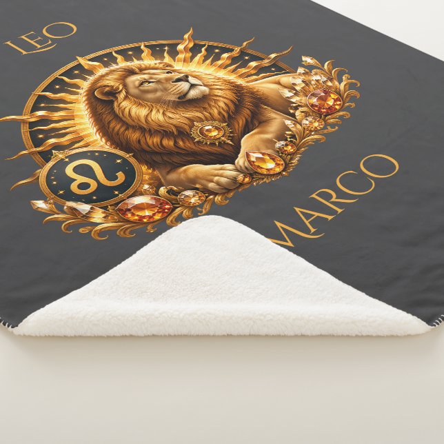 Zodiac Sign Leo Personalized Sherpa Blanket (3/4)