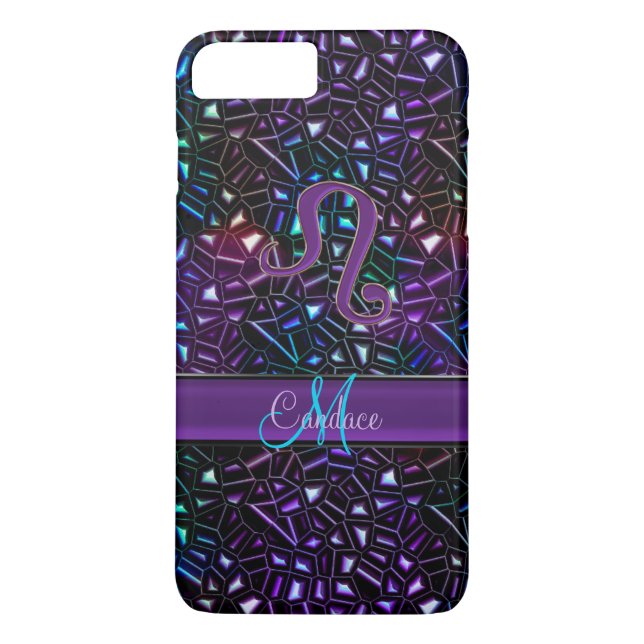 Zodiac Sign Leo Rainbow Glitter iPhone 7 Plus Case (Back)