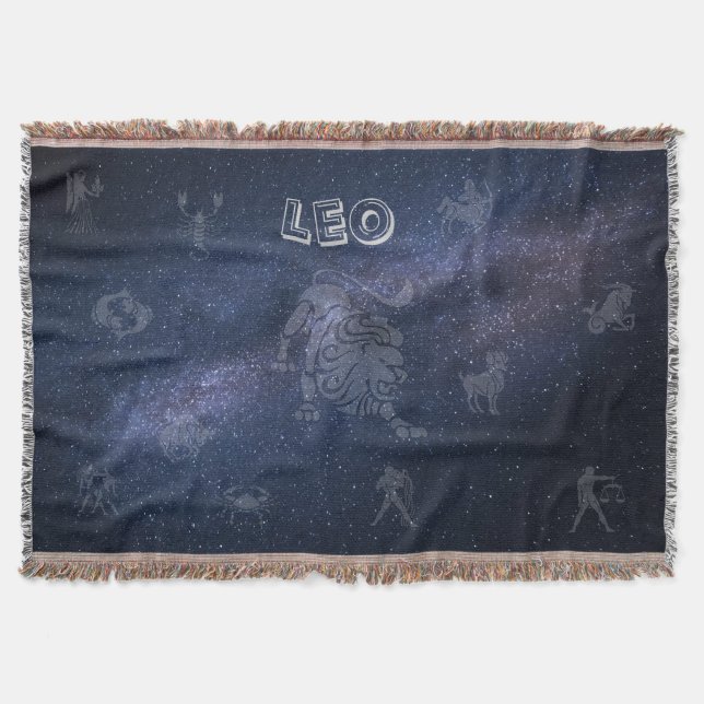 Zodiac sign Leo Throw Blanket (Front)