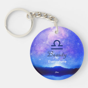 Zodiac Sign Libra Dreamy Star Sky Quote Keychain