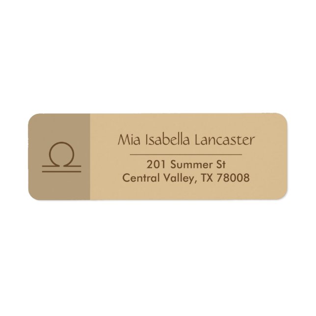 Zodiac Sign Libra Modern Return Address Labels (Front)