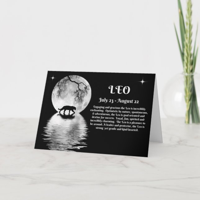 Zodiac Sign of Leo July and August Birthday Card (Front)