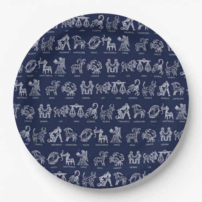 Zodiac Sign Paper Plate(Blue) Paper Plate (Front)