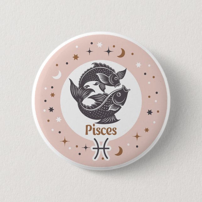 Zodiac Sign Pisces 2 Inch Round Button (Front)