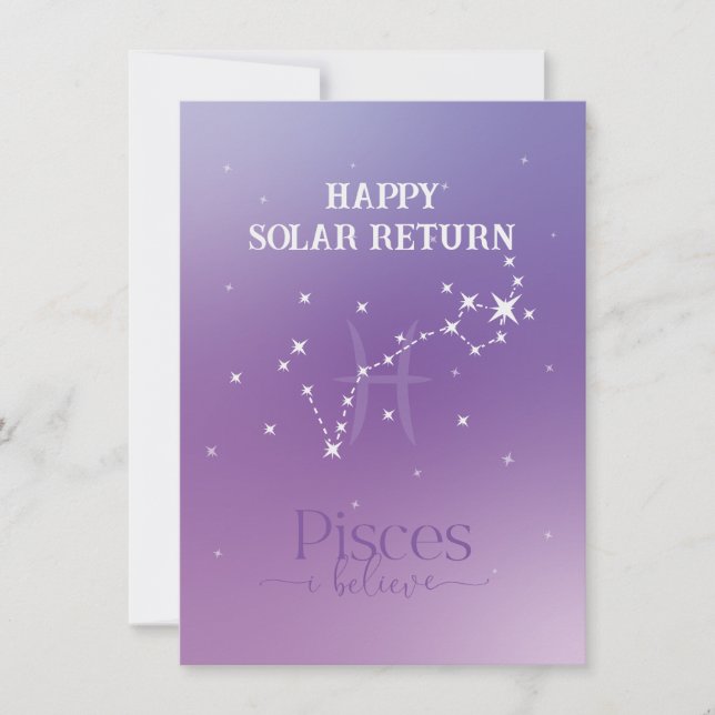 Zodiac Sign Pisces Lavender Flat Card (Front)