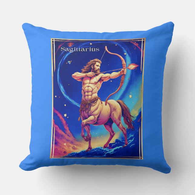 Zodiac Sign Sagittarius as the Celestial Archer Throw Pillow (Front)