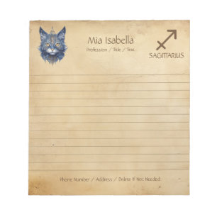 Zodiac Sign Sagittarius & Celestial Cat Notepad