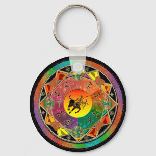 Zodiac Sign Sagittarius Mandala Keychain