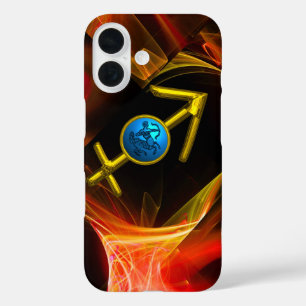 ZODIAC SIGN SAGITTARIUS,Red Yellow Fractal Swirls iPhone 16 Case