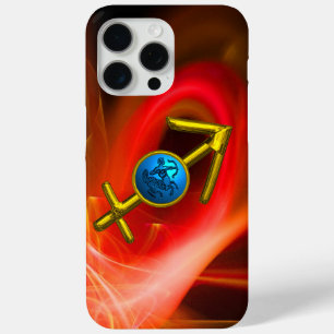 ZODIAC SIGN SAGITTARIUS,Red Yellow Fractal Swirls iPhone 15 Pro Max Case