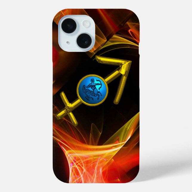 ZODIAC SIGN SAGITTARIUS,Red Yellow Fractal Swirls Case-Mate iPhone Case (Back)