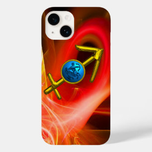 ZODIAC SIGN SAGITTARIUS,Red Yellow Fractal Swirls Case-Mate iPhone 14 Case