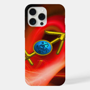 ZODIAC SIGN SAGITTARIUS,Red Yellow Fractal Swirls iPhone 15 Pro Max Case