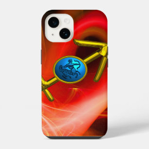 ZODIAC SIGN SAGITTARIUS,Red Yellow Fractal Swirls iPhone 14 Case
