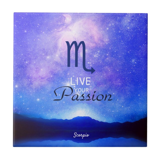Zodiac Sign Scorpio Dreamy Star Sky Quote  Tile (Front)