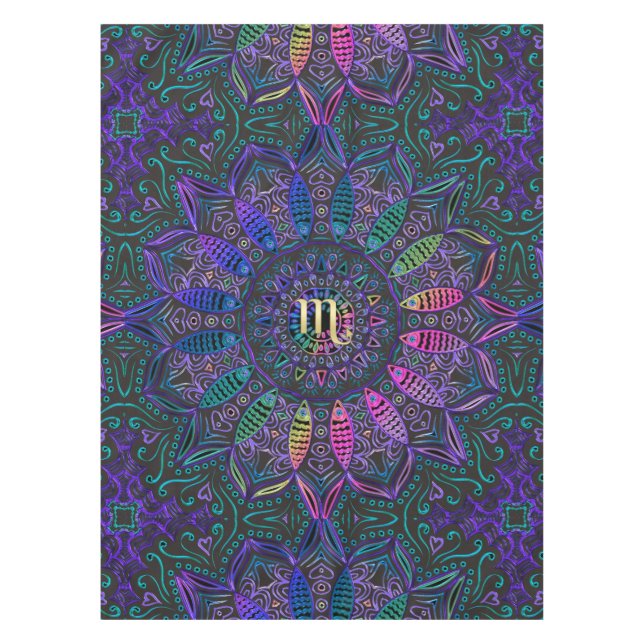 Zodiac Sign Scorpio Mandala Tablecloth (Front)
